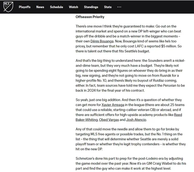 MLS sobre Raúl Ruidíaz