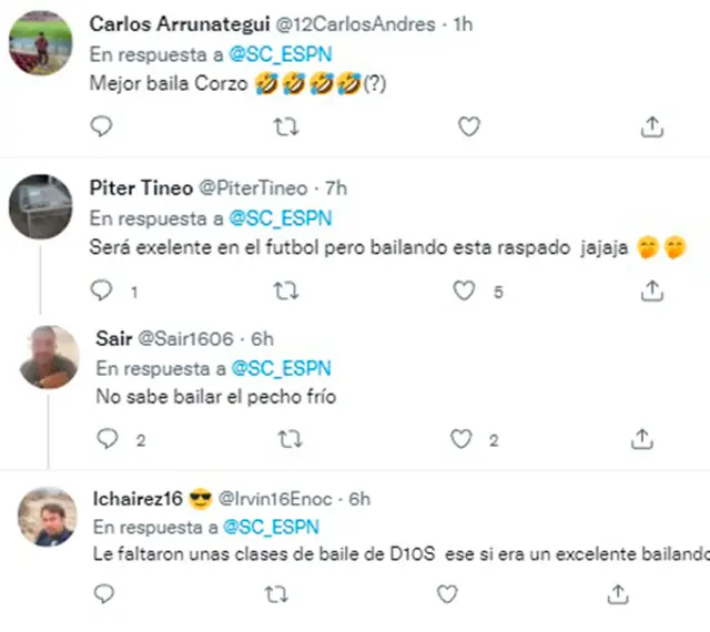 Comentarios de usuarios sobre baile de Messi.