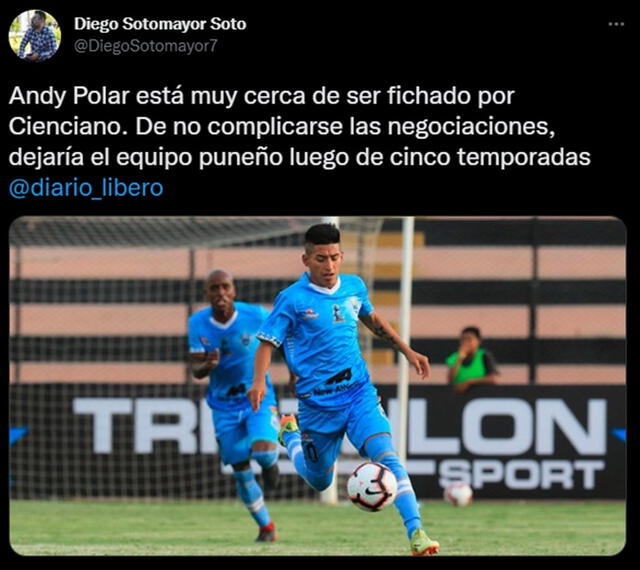  Andy Polar será nuevo jugador de Cienciano.   