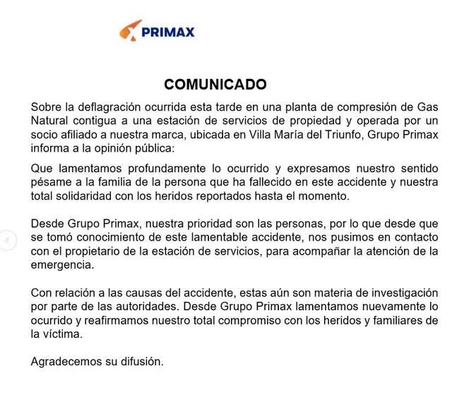 explosión de grifo en villa maría del triunfo explosión de grifo en villa maría del triunfo