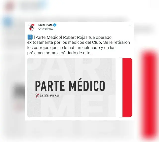 River Plate sobre Robert Rojas.