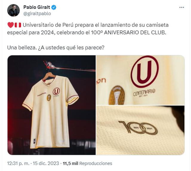 Pablo Giralt habló de la camiseta de Universitario Pablo Giralt habló de la camiseta de Universitario