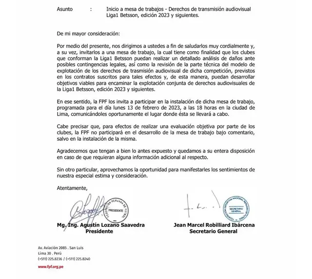 La FPF creará una mesa de trabajo    