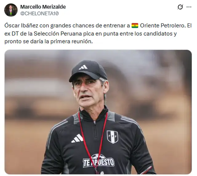 Ibáñez estaría en los planes de Oriente Petrolero