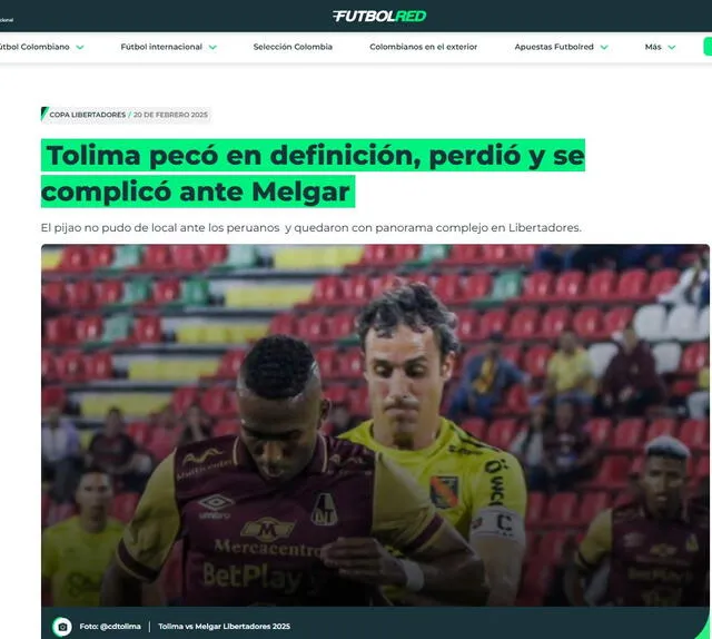 Melgar vs Tolima