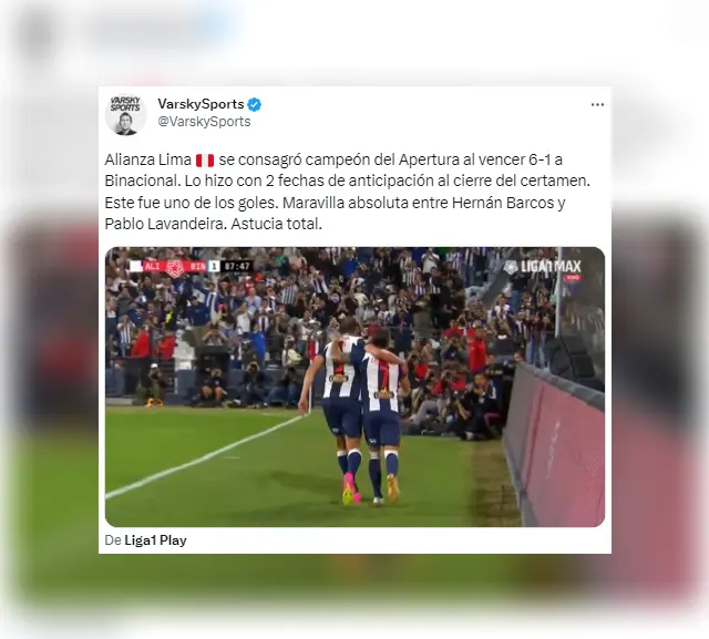 Varsky quedó impactado con título de Alianza Lima y golazo de Lavandeira.