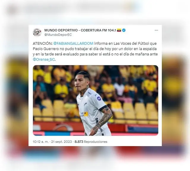Paolo Guerrero es duda ante Orense