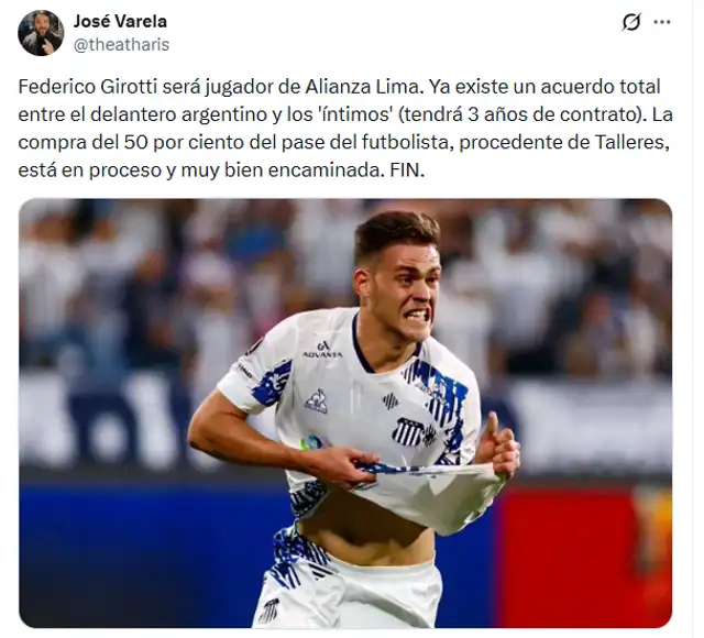 Federico Girotti jugará en Alianza Lima