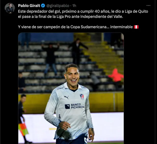 Pablo Giralt elogió a Paolo Guerrero