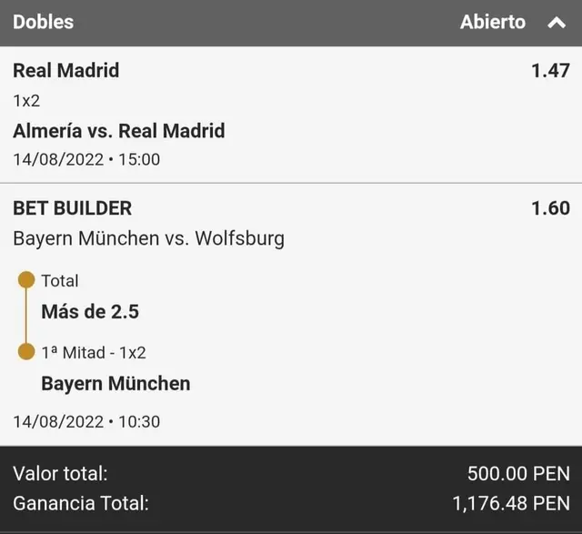 Apuesta 500 soles a favor de Real Madrid