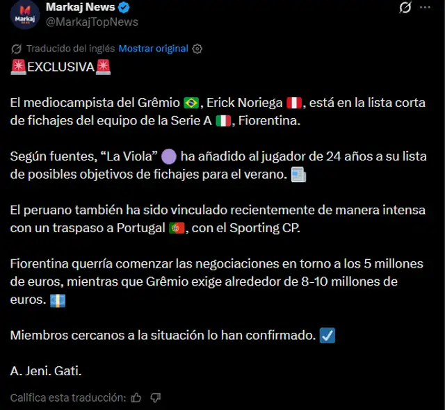 Fiorentina estaría interesa en Erick Noriega