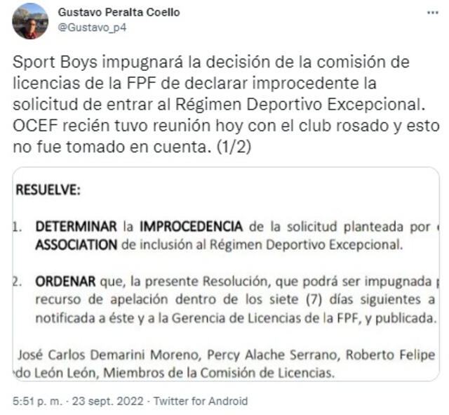 Sport Boys impugnará dicha decisión.