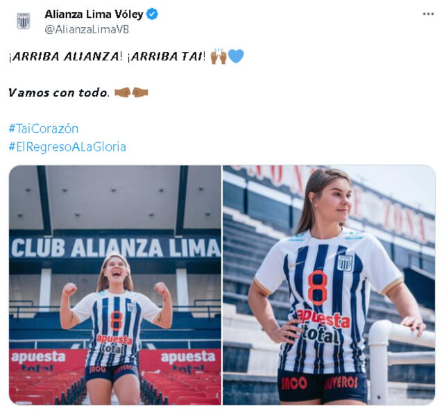 Tainá Anschau llegó a Matute y se lució con la camiseta blanquiazul | Foto: Alianza Lima Vóley   