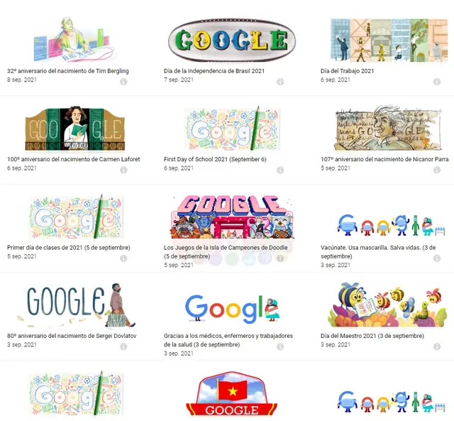 Lista de doodles en Google