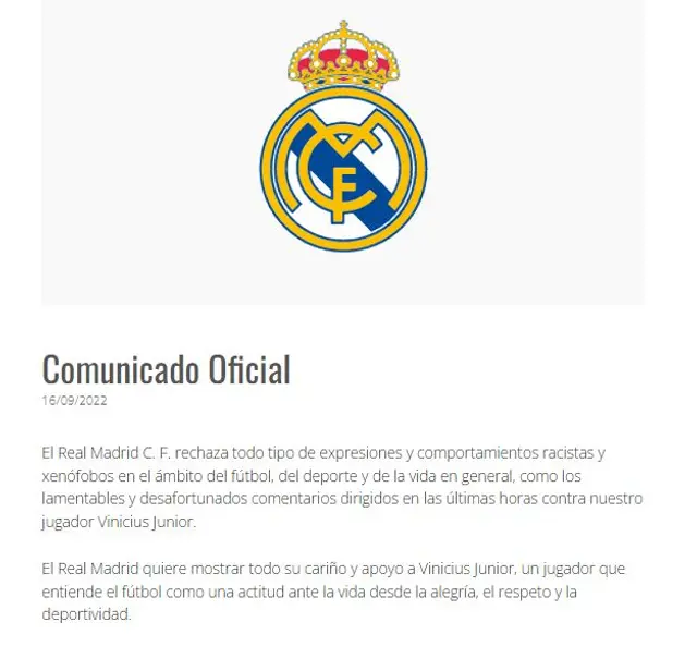 Comunicado del Real Madrid   