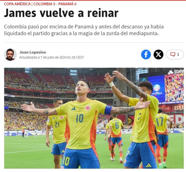 James Rodríguez, volante de Colombia