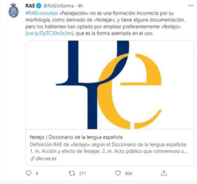 RAE se pronuncia sobre el uso de la palabra 'festejación'