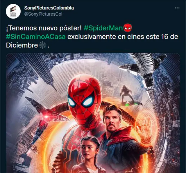 Spider Man No Way Home estreno en Colombia