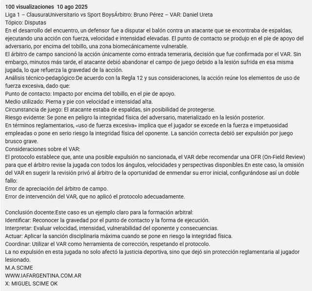 Miguel Scime, Universitario vs Sport Boys