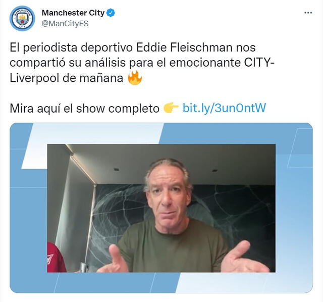 Eddie Fleischman comentando la Manchester City en español.   