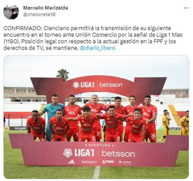 Cienciano pasará sus partidos por la señal de 1190 Sports.