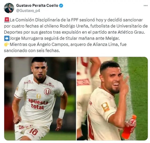 Gustavo Peralta detalló el tema de Ureña y Campos