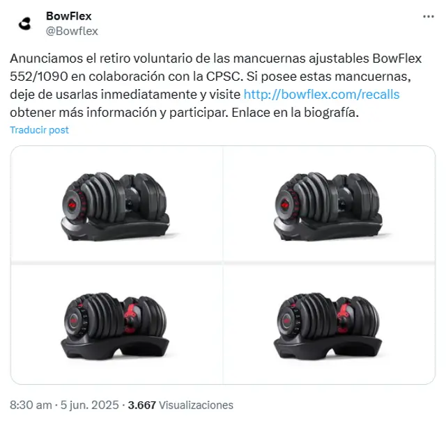 Pesas Bowflex CPSC