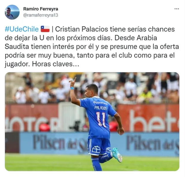 Cristian Palacios interesa a un club de Arabia Saudita. Cristian Palacios interesa a un club de Arabia Saudita.