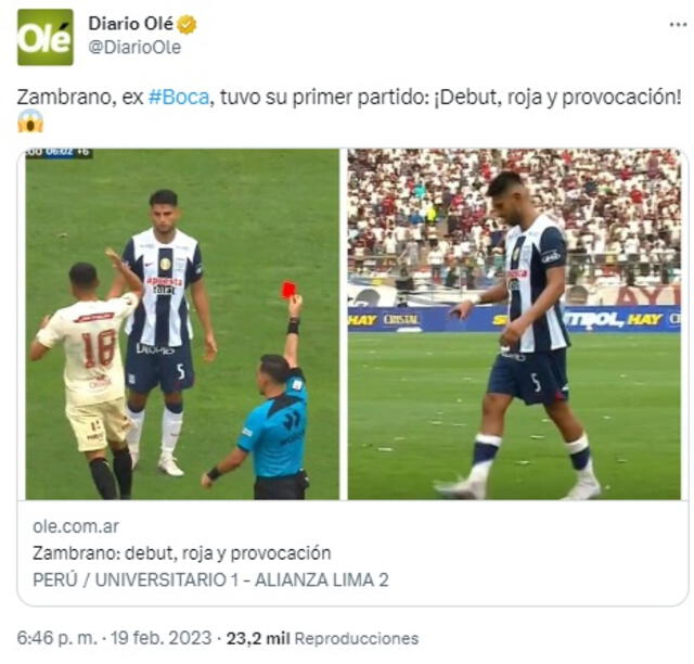 Diario Olé sobre Carlos Zambrano.