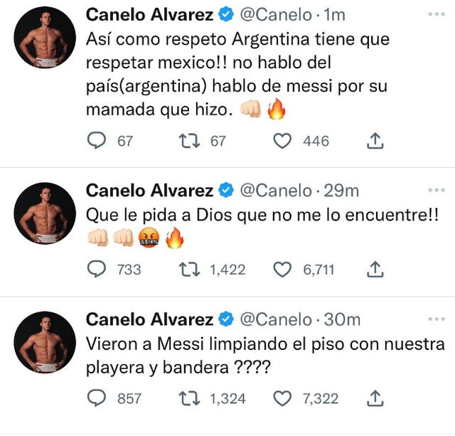 La crítica y amenaza de Canelo Álvarez a Lionel Messi. La crítica y amenaza de Canelo Álvarez a Lionel Messi.