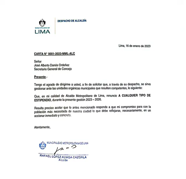 rafael lópez aliaga sueldo alcalde de lima