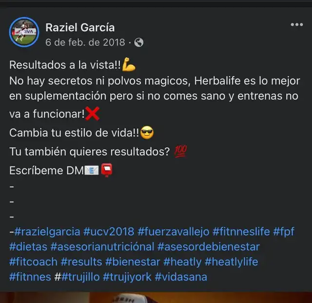 Raziel García en su fanpage
