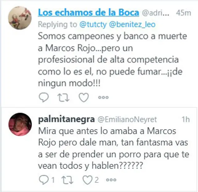 Las críticas a Marcos Rojo en redes sociales.   