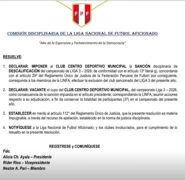 Deportivo Municipal descendió de la Liga 3. Deportivo Municipal descendió de la Liga 3.