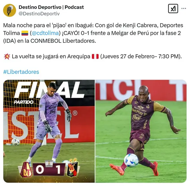 Melgar vs Tolima