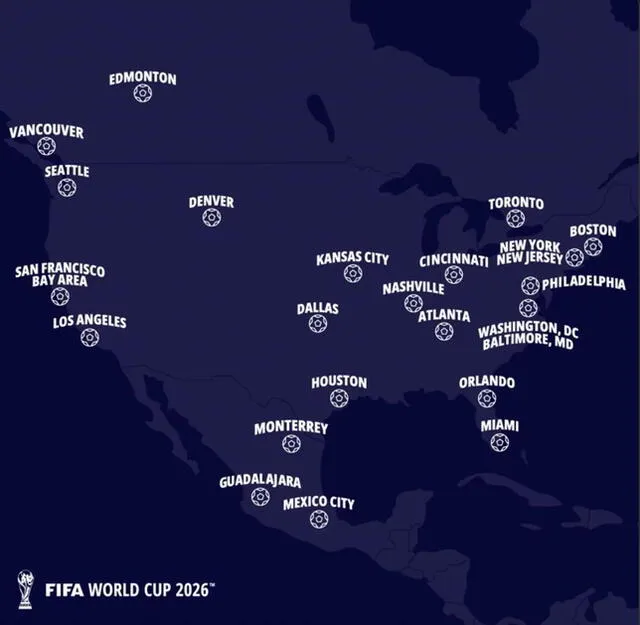 Sedes del Mundial 2026.