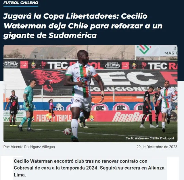 Medio chileno habló de Cecilio Waterman
