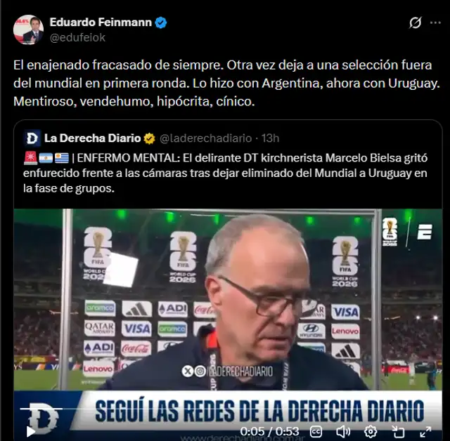 El periodista fulminó a Bielsa