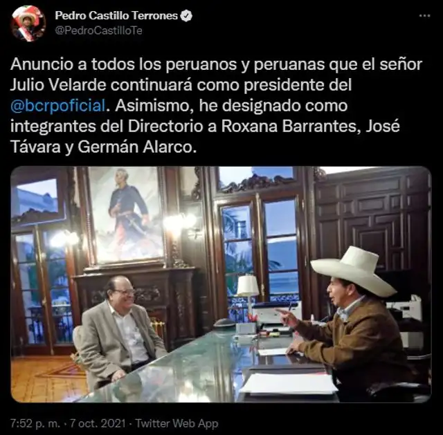 Julio Velarde y Pedro Castillo Julio Velarde y Pedro Castillo