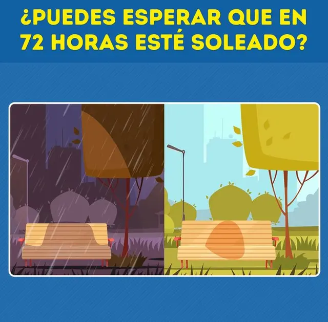 Acertijo visual, Puedes esperar que en 72 horas este soleado, imagen completa. Acertijo visual, Puedes esperar que en 72 horas este soleado, imagen completa.