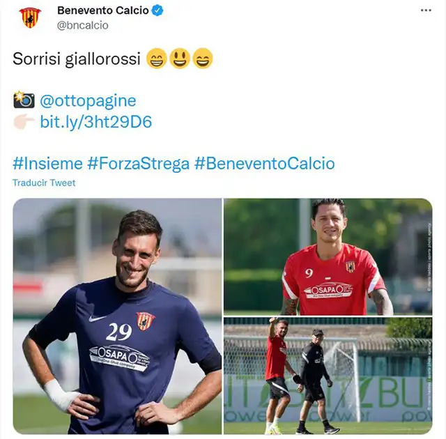 Gianluca Lapadula regresó a los entrenamientos con Benevento.   