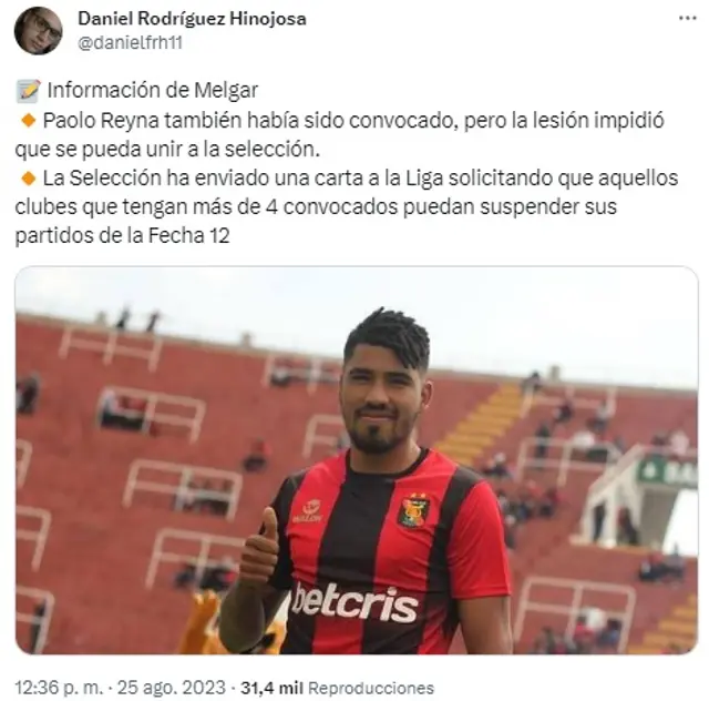 Paolo Reyna había sido convocado