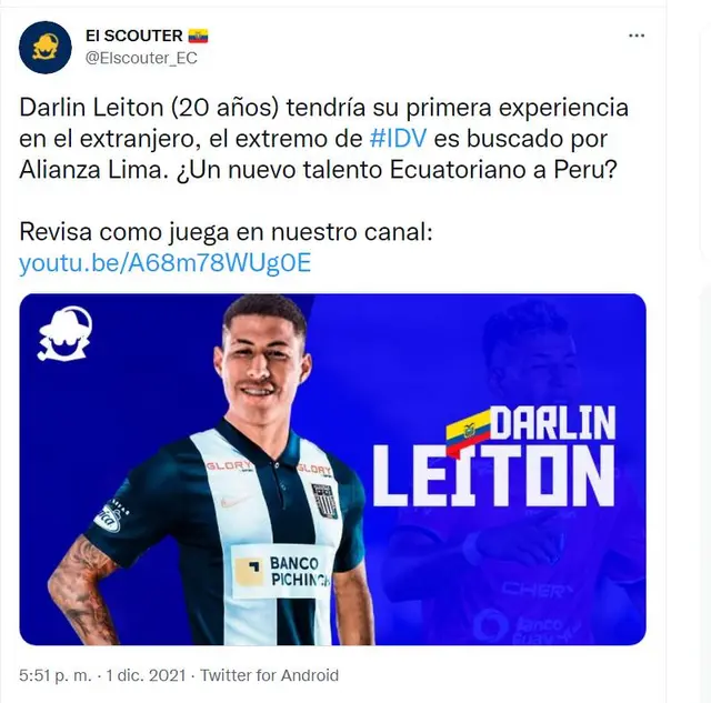 Darlin Leiton suena para Alianza Lima   