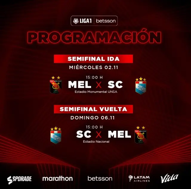  Fechas y horarios de las semifinales de la Liga 1 2022.   