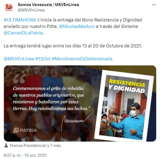 Bono Resistencia Indígena 2023