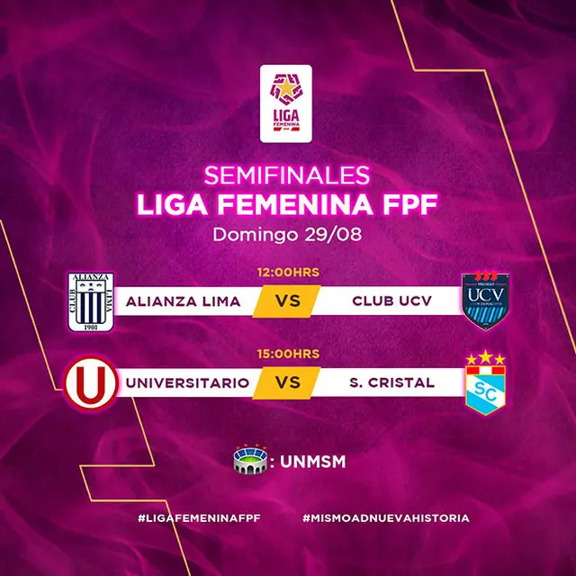 Programación de semifinales de la Liga Femenina en Perú. Foto: Twitter Liga Femenina. Programación de semifinales de la Liga Femenina en Perú. Foto: Twitter Liga Femenina.