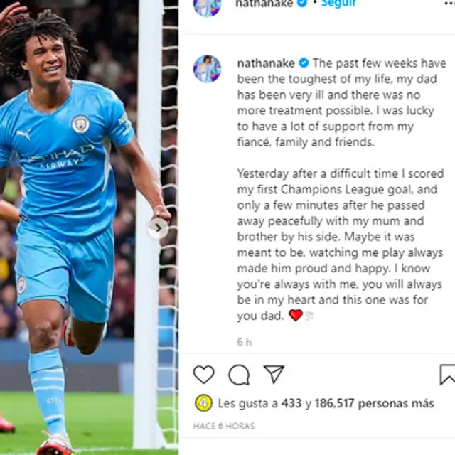 Nathan Aké en Instagram. (Foto: Captura de pantalla)