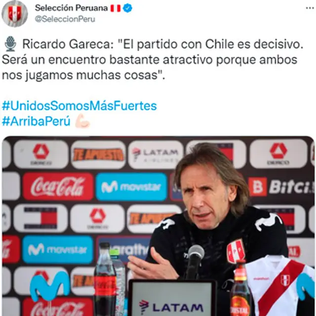 Ricardo Gareca sobre el Perú vs Chile. Ricardo Gareca sobre el Perú vs Chile.
