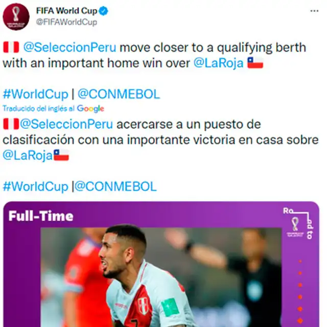 Mensaje de FIFA para Perú Mensaje de FIFA para Perú