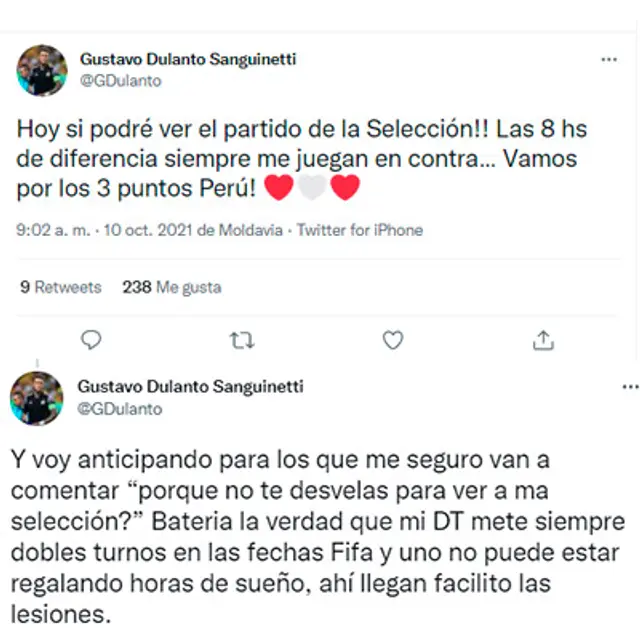  Gustavo Dulanto en Twitter